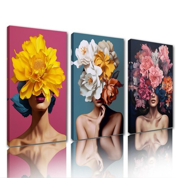 Tucocoo Other - Tucocoo 3 Panels Flower Girl Canvas Wall Art